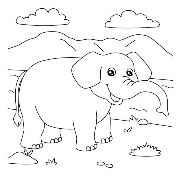 Vector elefante para colorear