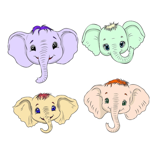 Elefante con corazón lindo elefante con sonrisa elefante enamorado vector ilustración eps