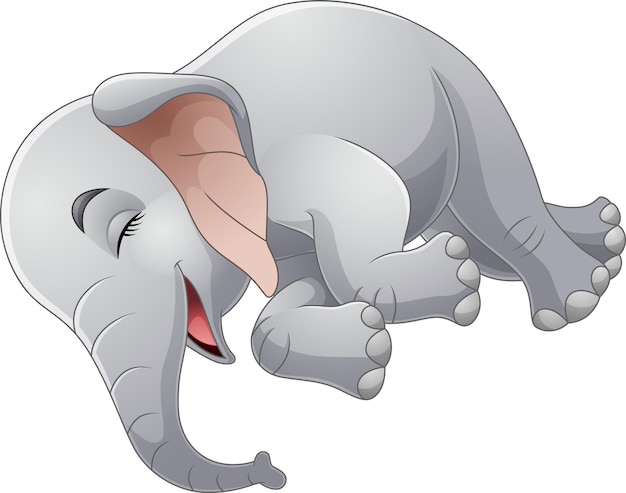 Elefante de dibujos animados durmiendo sobre fondo blanco.