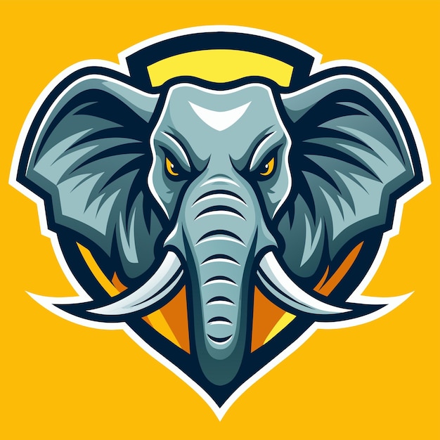 un elefante de dibujos animados con un fondo amarillo con un logotipo para un león