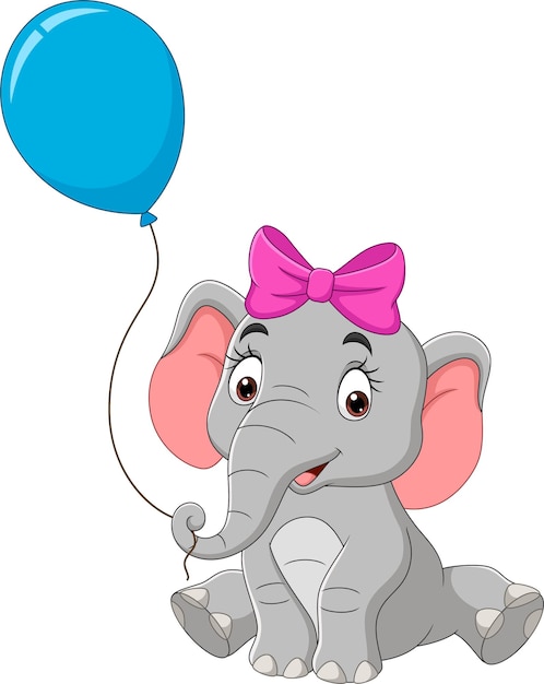 Elefante de dibujos animados con un globo azul