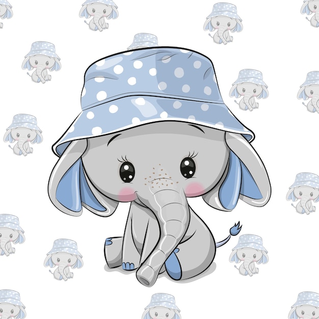 Vector elefante de dibujos animados lindo