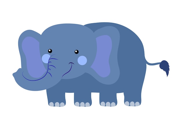 Un elefante de dibujos animados con orejas azules y una cola que dice "elefante".