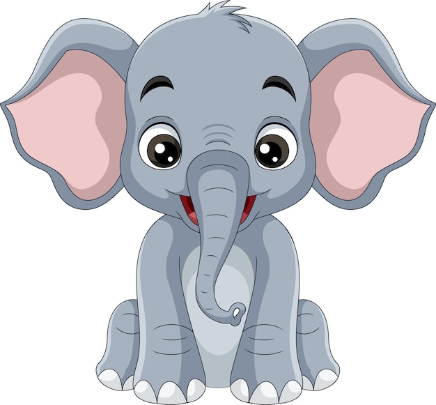 Vector elefante de dibujos animados sobre fondo blanco