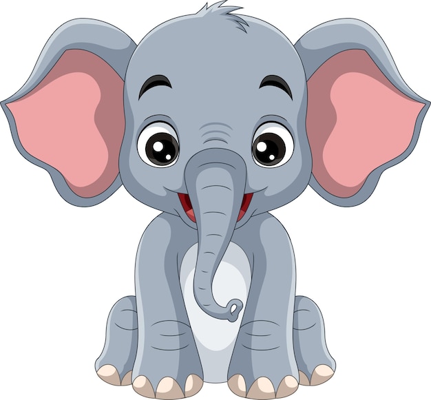 Vector elefante de dibujos animados sobre fondo blanco