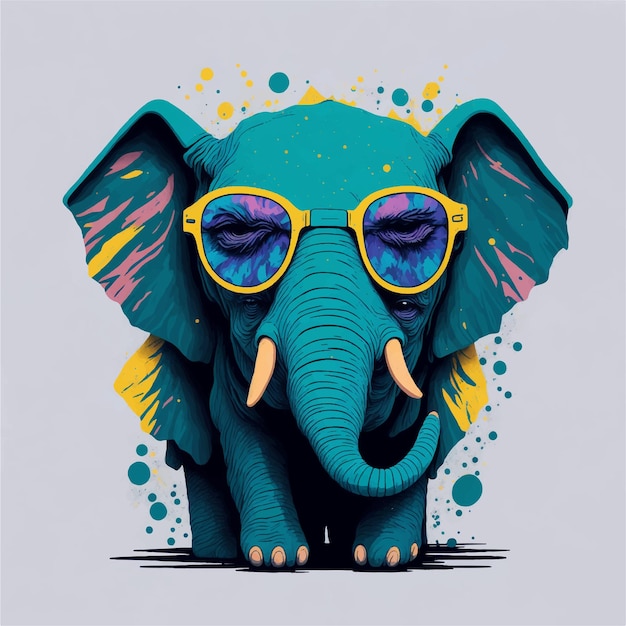 elefante de dibujos animados con vector de gafas amarillas