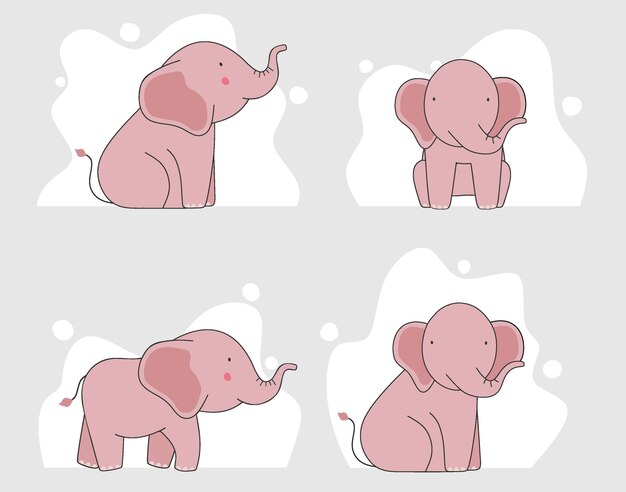 elefante con diferentes poses.