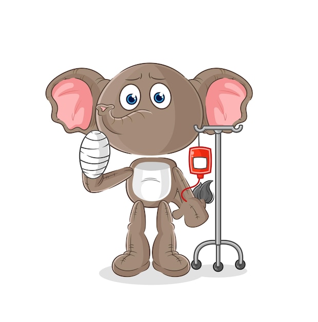 Elefante enfermo en vector de caracteres de ilustración IV