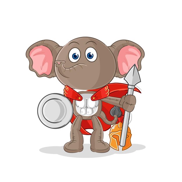 Elefante espartano personaje de dibujos animados mascota vector