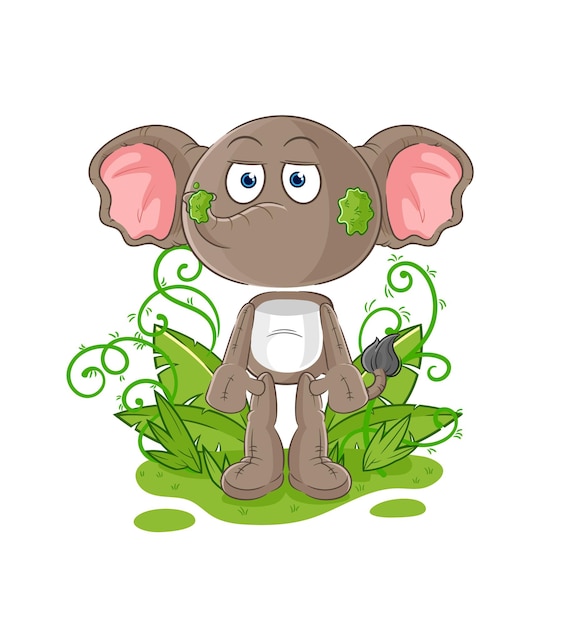 Elefante esperando vector de dibujos animados de mascota demasiado largo