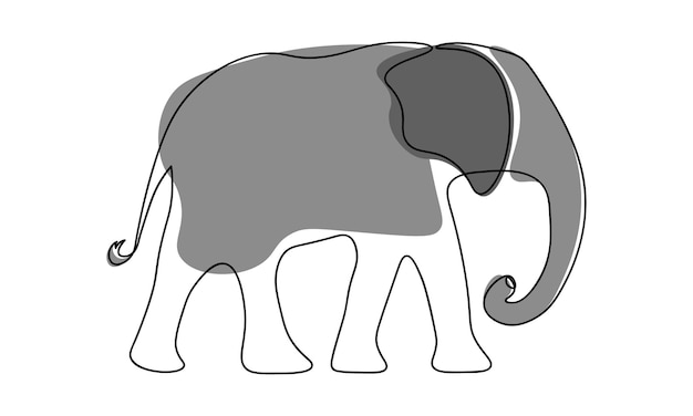 Elefante estilizado en una línea