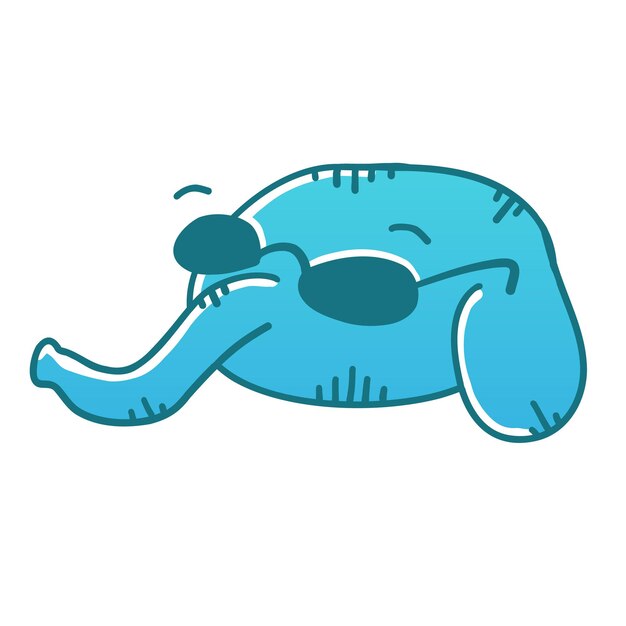 Elefante en gafas de sol en estilo plano de dibujos animados