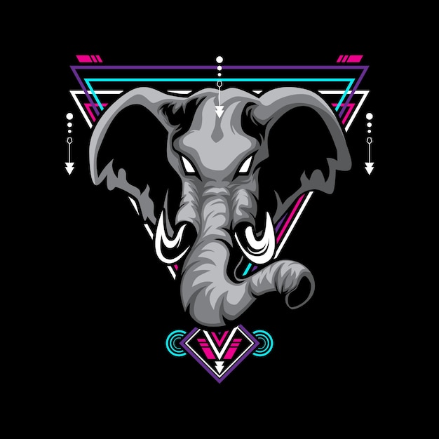 Vector elefante geometría sagrada ilustración