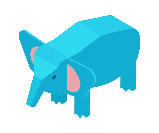 Elefante geométrico azul de pie ilustración de vida silvestre de estilo moderno arte digital de un animal africano