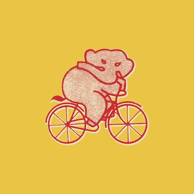 Elefante en una ilustración vintage de bicicleta