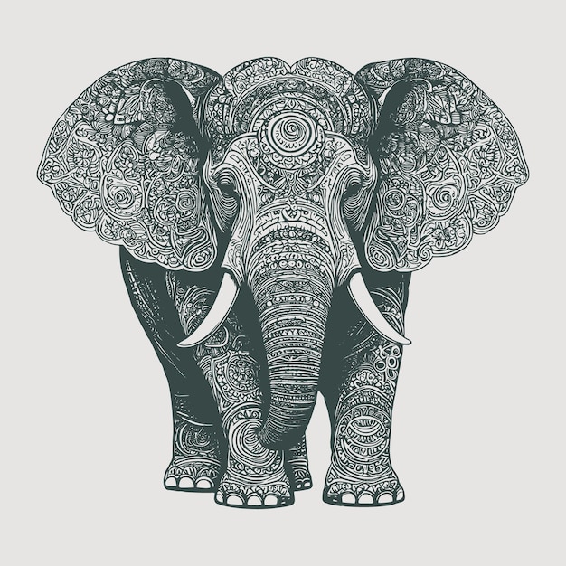 Elefante con intrincadas formas de estilo ornamental