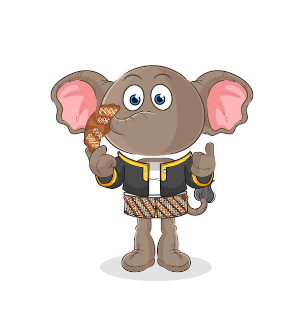 Elefante javanés personaje de dibujos animados mascota vector