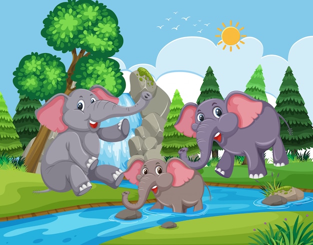 Elefante jugando en el agua