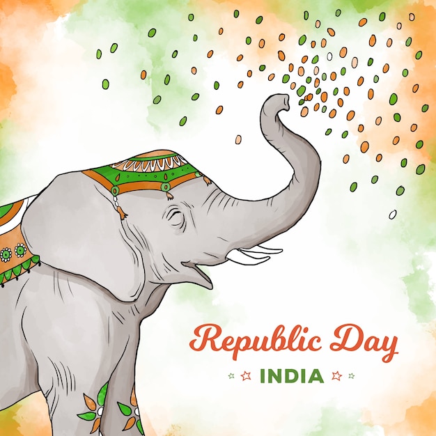 Elefante lanzando confeti día de la república india