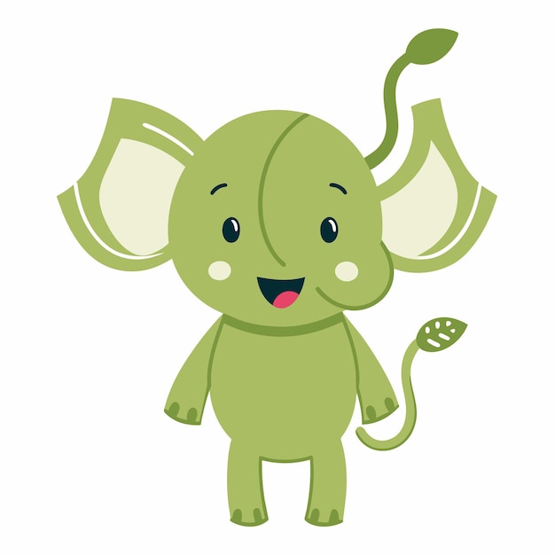 Vector elefante lindo dibujado a mano, mascota plana y elegante, personaje de dibujos animados, concepto de icona de pegatina