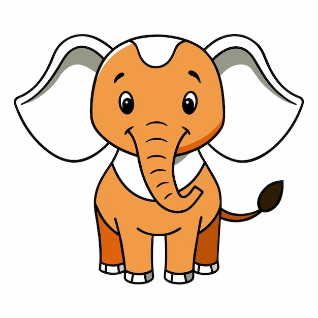 Vector elefante lindo dibujado a mano, mascota plana y elegante, personaje de dibujos animados, concepto de icona de pegatina