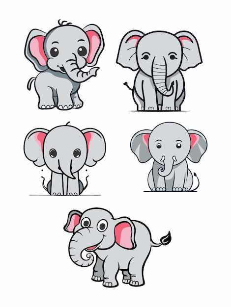 Elefante lindo un dibujo de un elefante con un sombrero rosa en él