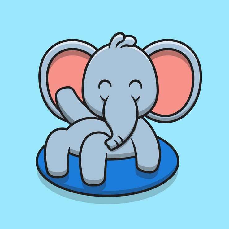 Elefante lindo con ilustración de icono de dibujos animados de neumáticos de natación inflable