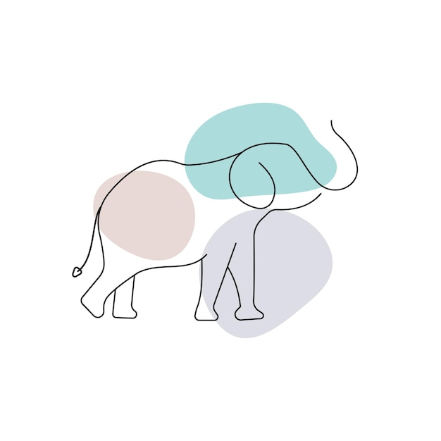 Elefante línea diseño plantilla icono vector ilustración