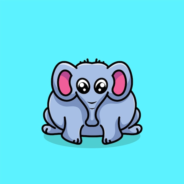 Elefante Mascota Dibujos Animados Divertido Vector Sonrisa Felicidad Diversión Lindo Sentarse