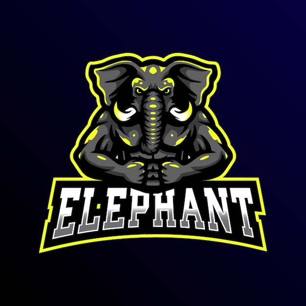 Elefante mascota logo esport gaming ilustración