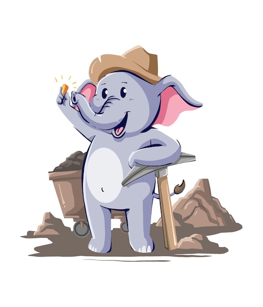 El elefante minero de dibujos animados que encuentra oro