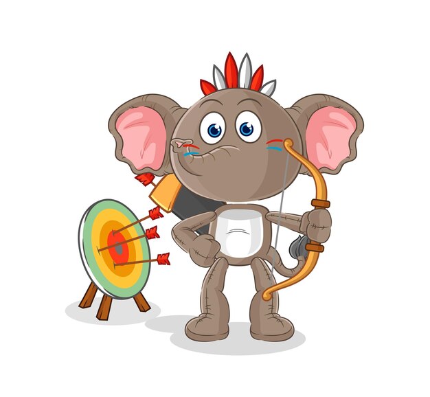 Elefante nativo americano tribu dibujos animados mascota vector
