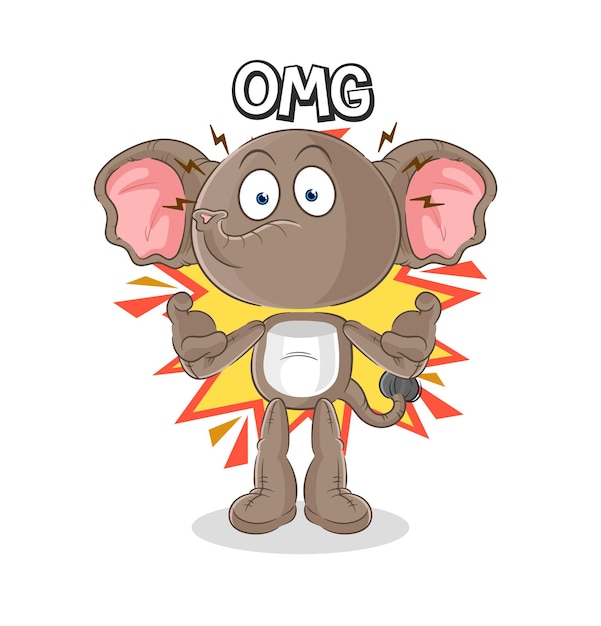 Elefante Oh mi Dios vector personaje de dibujos animados