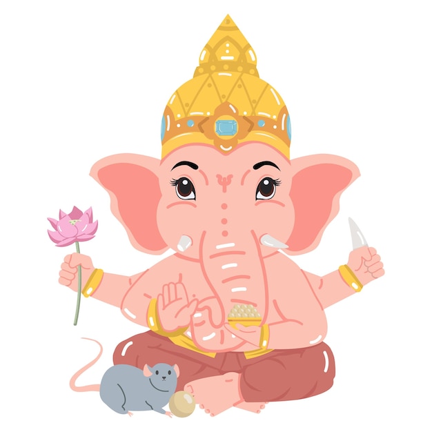 El elefante del Señor Ganesha con el vector de la rata