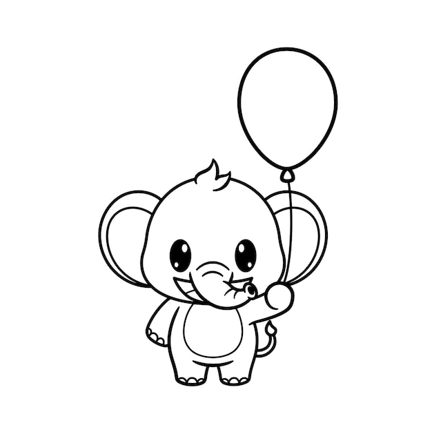elefante sosteniendo globos de cumpleaños libro de colorear