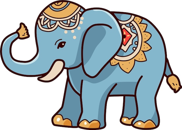 Elefante de Tailandia dibujado a mano por el vector Songkran