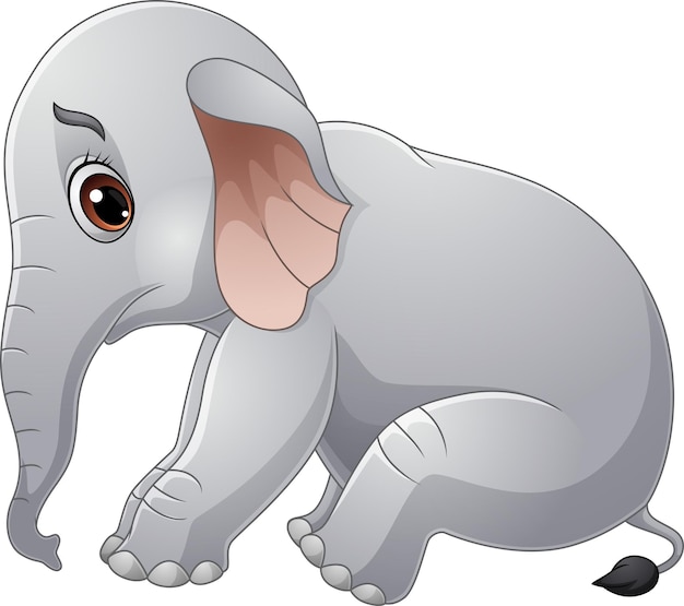 Vector elefante triste de dibujos animados sobre fondo blanco