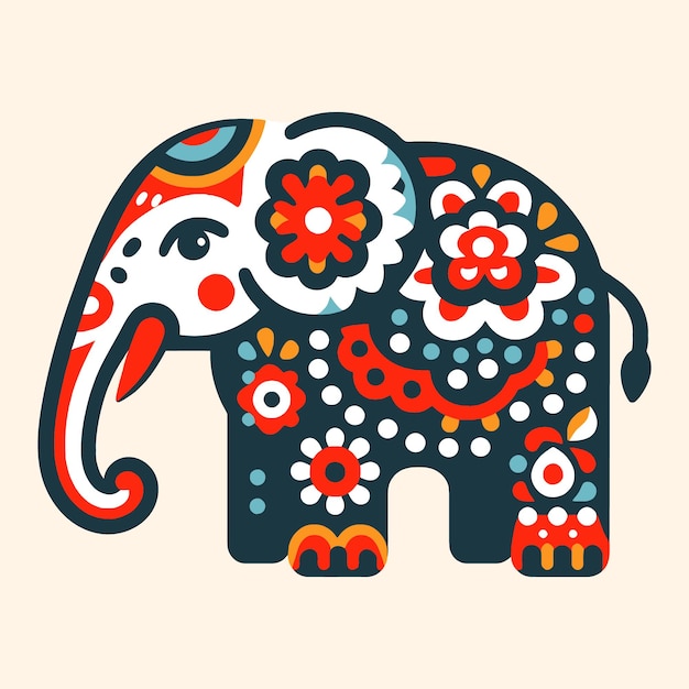 el elefante vectorial en el estilo de la pintura rusa