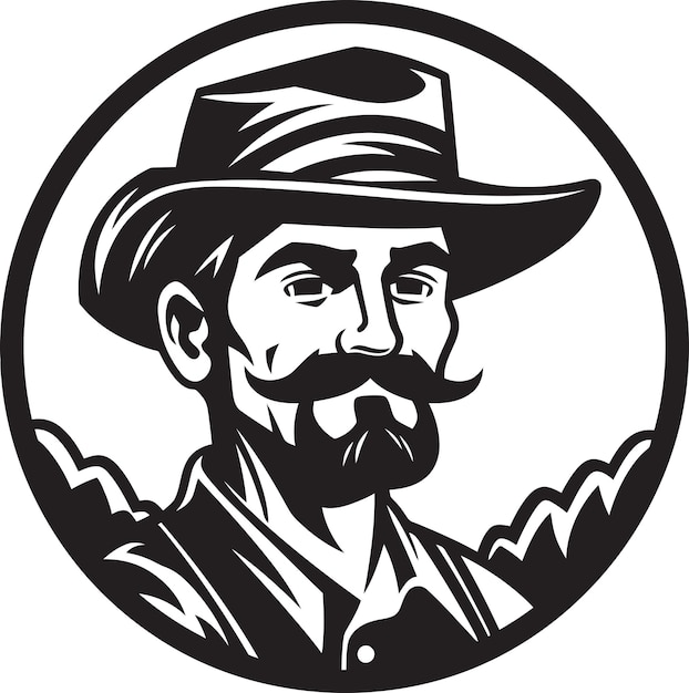 Vector elegancia agrícola emblema icónico del agricultor icono vectorial del logotipo del refugio de la cosecha
