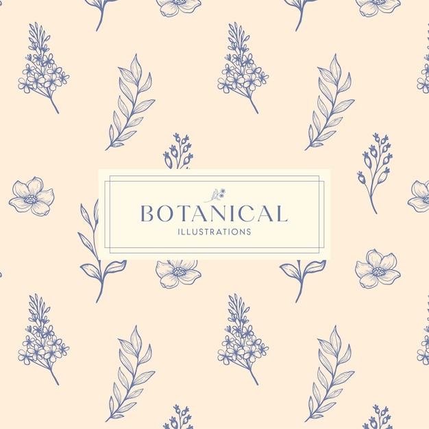 Elegancia Azul Marina Rosa Suave Monolina floral dibujada a mano diseño de fondo de flores botánicas