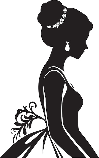 Vector elegancia casada vector monocromo iconas novias glamour diseño vectorial negro