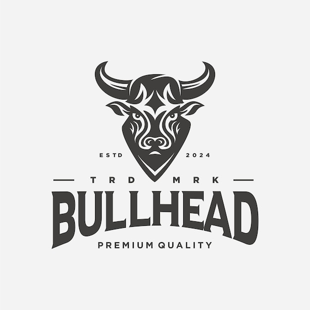 Vector elegancia dibujo arte búfalo vaca buey cabeza de toro logotipo inspiración de diseño retro vintage