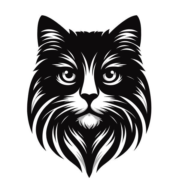 Vector elegancia felina monocromática del logotipo del gato