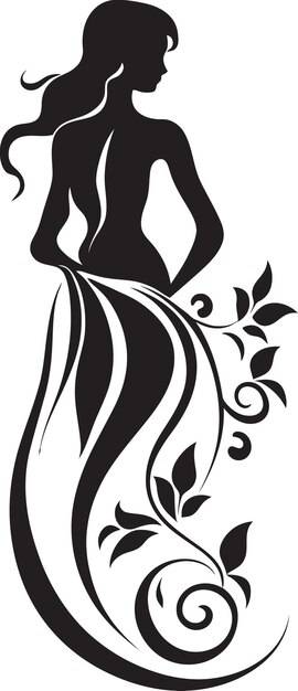 Elegancia floral sofisticada emblema hecho a mano abstracto flora fusión emblema corporal artístico negro