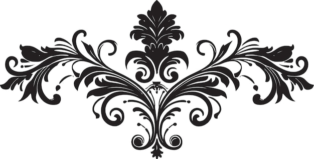 Elegancia majestuosa Arte decorativo negro real en diseño monocromático de grandeza floral vectorial Fi