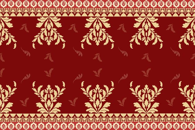 Elegant Damask Pattern with Floral Motifs and Decorative Borders