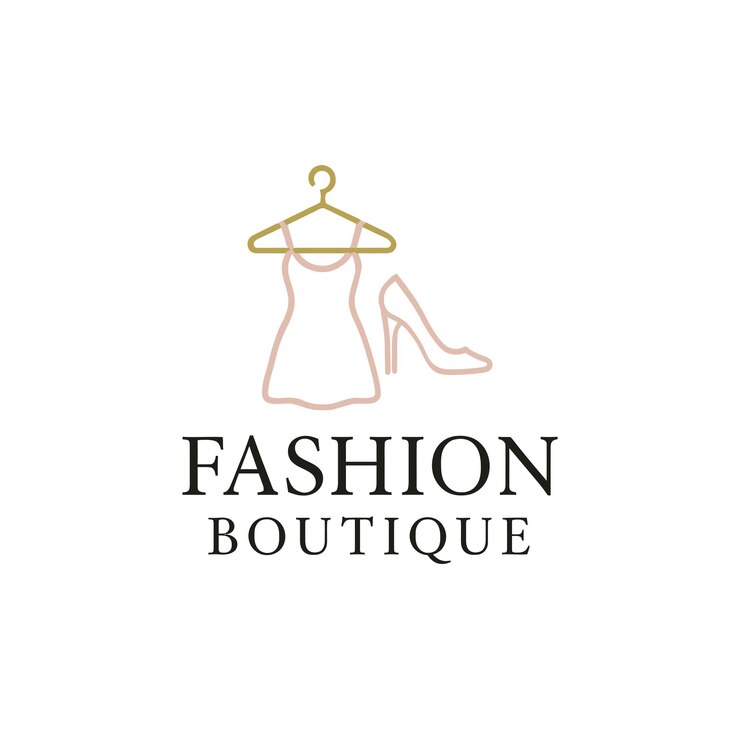 Elegant Fashion Boutique Logo Dress Heels Illustration