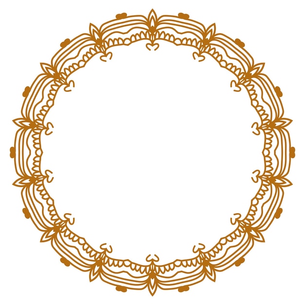 Elegant Golden Circular Frame with Floral Ornaments for Invitation and Greeting Card Designs