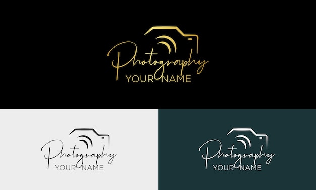 Elegant Golden Photography Logo with Signature Font