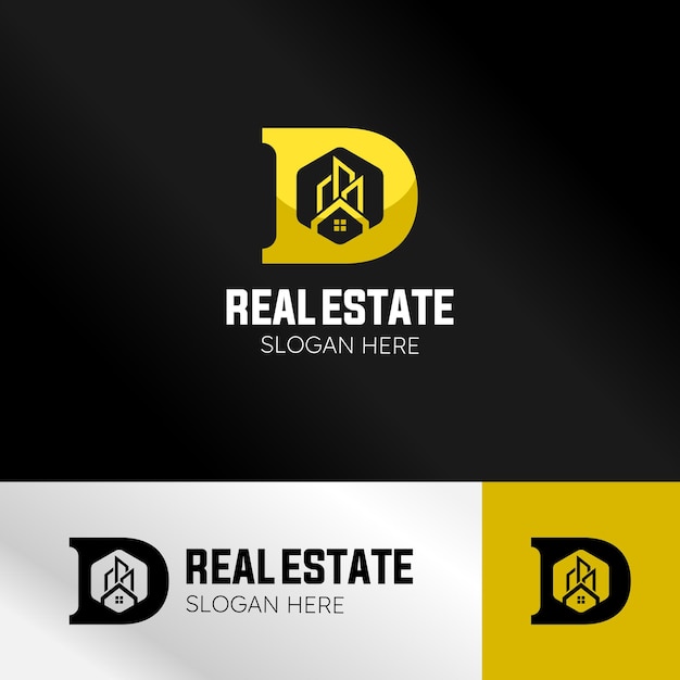 Elegant Real Estate Logo with Letter D and Building Icon
